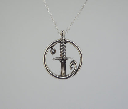 Sting Sword Hilt Silver Pendant